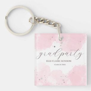 pink Elegance Graduation Party Invitation Keychain
