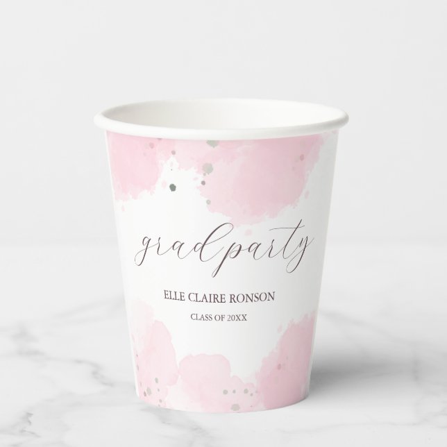 pink Elegance Graduation Party Invitation Paper Cups (Front)