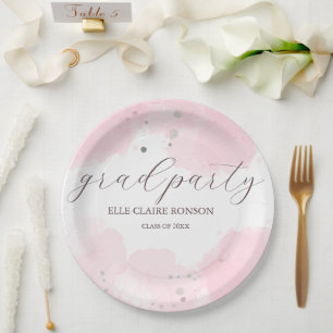 pink Elegance Graduation Party Invitation Paper Plates