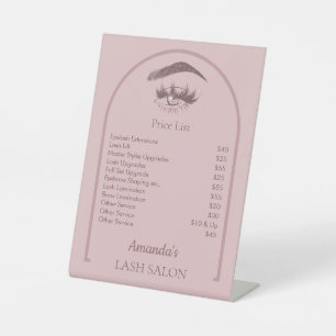 Pink Elegant Arc Beauty Salon QR Code Pedestal Sign