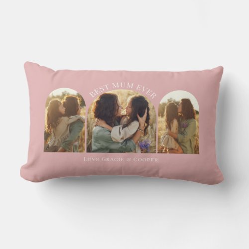 pink elegant arch multi photo best mum lumbar pillow