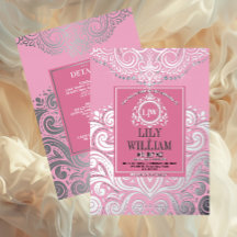 Pink Elegant Artdeco Diamond Monogram Wedding