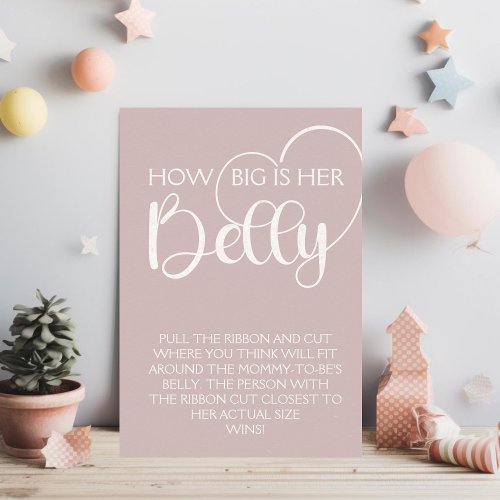 Pink Elegant Baby Shower How Big is Her Belly Poster