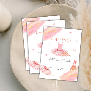 Pink Elegant Ballerina Diaper Raffle Baby Shower Enclosure Card