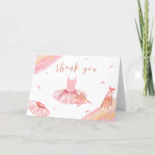 Pink Elegant Ballerina Girl Baby Shower Letterpress Thank You Card