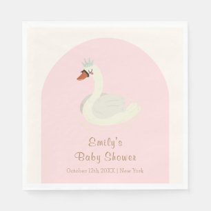Pink Elegant Boho Arch Princess Swan Baby Shower Napkins