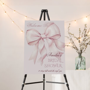 Pink Elegant Bow Bridal Shower Welcome Sign