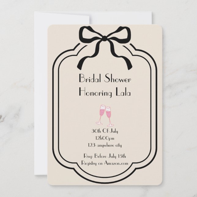 Pink elegant bridal shower invitation (Front)