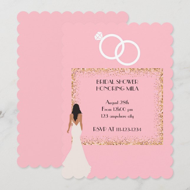 PINK ELEGANT BRIDAL SHOWER INVITATION (Front/Back)