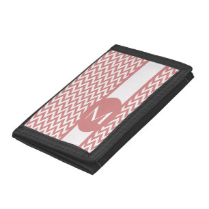 Pink Elegant Chevron Design with monogram Trifold Wallet