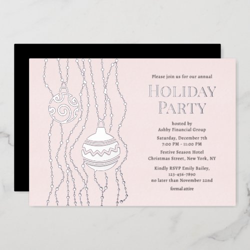 Pink Elegant Christmas Party Corporate Holiday Foil Invitation
