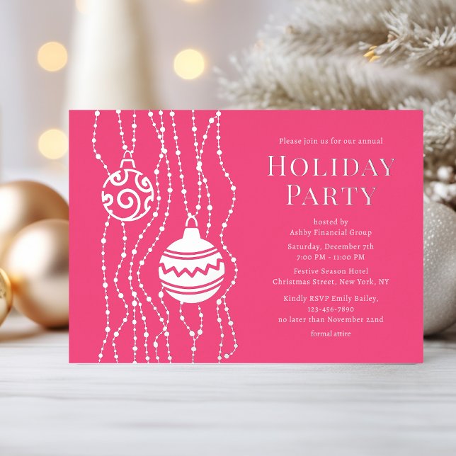 Pink Elegant Christmas Party Corporate Holiday Foil Invitation (Creator Uploaded)