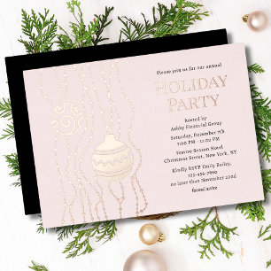 Pink Elegant Christmas Party Corporate Holiday Foil Invitation