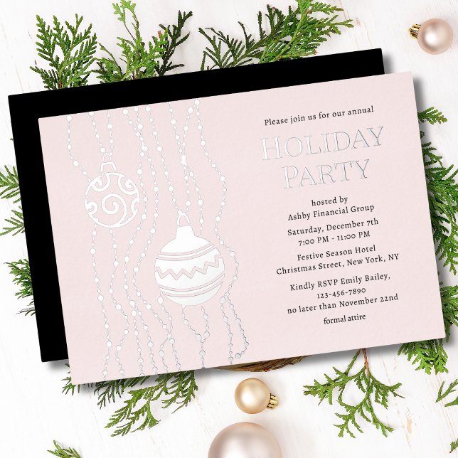 Pink Elegant Christmas Party Corporate Holiday Foil Invitation (Creator Uploaded)