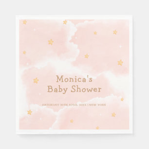 Pink Elegant Cloud Nine Stars Girl Baby Shower  Napkins