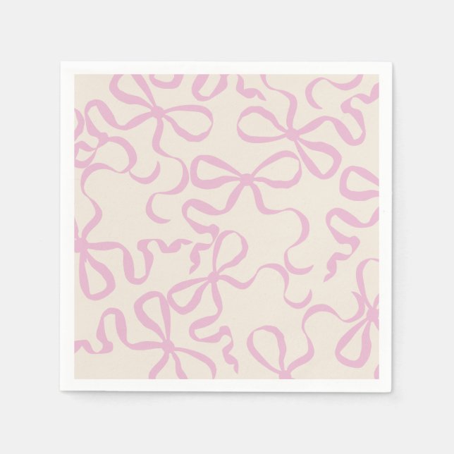 Pink Elegant Coquette Bow Napkin Baby Shower (Front)