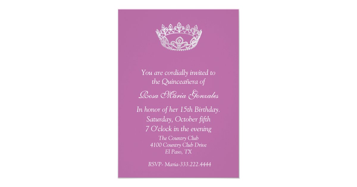 Pink Elegant Crown QuinceaƱera Invitation | Zazzle.com