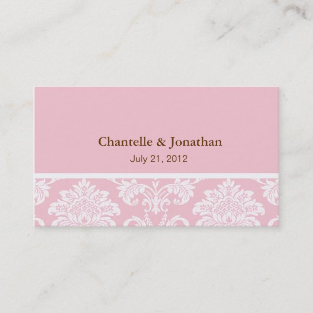 Pink Elegant Damask Business Card (Front)