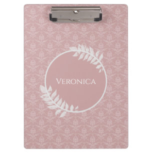 Pink Elegant Damask Clipboard