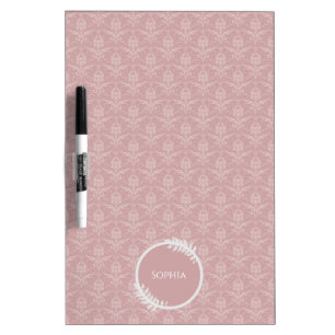 Pink Elegant Damask Dry Erase Board