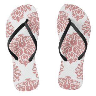 Pink Elegant Damask Flip Flops