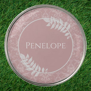 Pink Elegant Damask Golf Ball Marker