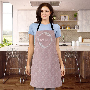 Pink Elegant Damask Personalized Apron