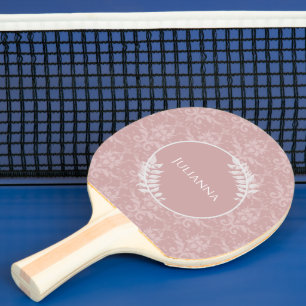 Pink Elegant Damask Ping Pong Paddle