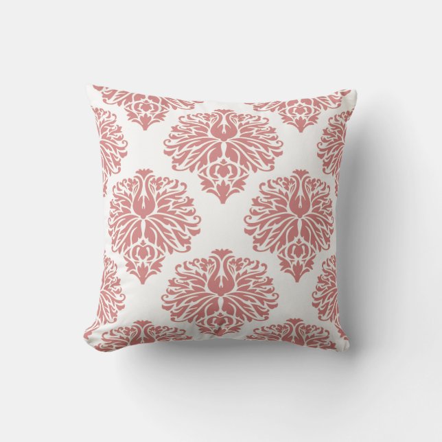 Pink Elegant Damask Throw Pillow (Front)
