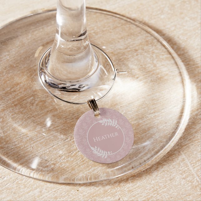 Pink Elegant Damask Wine Charm (In Situ)