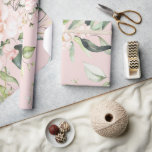 Pink Elegant Eucalyptus Greenery Wedding Wrapping Paper<br><div class="desc">Gorgeous pastel pink background with blush pink colored flowers with greenery accents along with some pretty eucalyptus. Beautiful!   So pretty for bridal shower or wedding.</div>