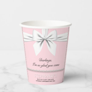 Pink Elegant Fancy Tiffany Baby Shower Tableware Paper Cups