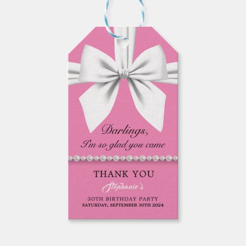 Pink Elegant Fancy Tiffany Birthday Thank You Gift Tags