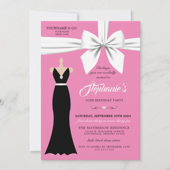 Pink Elegant Fashion Tiffany Birthday Invitation (Front)