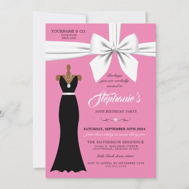Pink Elegant Fashion Tiffany Birthday Invitation (Front)