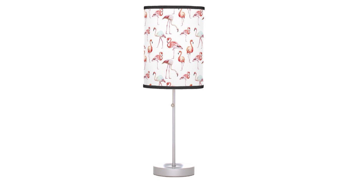 Pink Elegant Flamingo pattern Table Lamp | Zazzle
