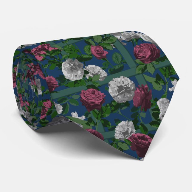 Pink Elegant Floral Roses   Neck Tie (Rolled)