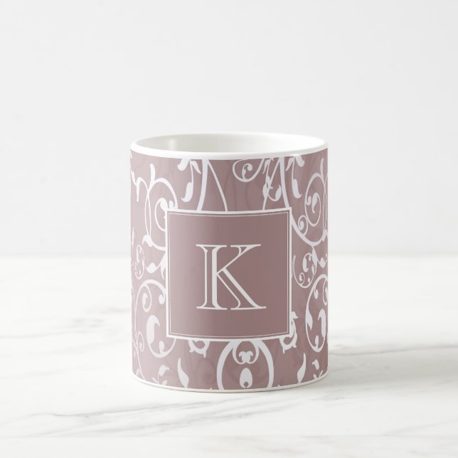 Pink Elegant Flourish Monogram Mug (Center)