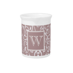 Pink Elegant Flourish Monogram Pitcher
