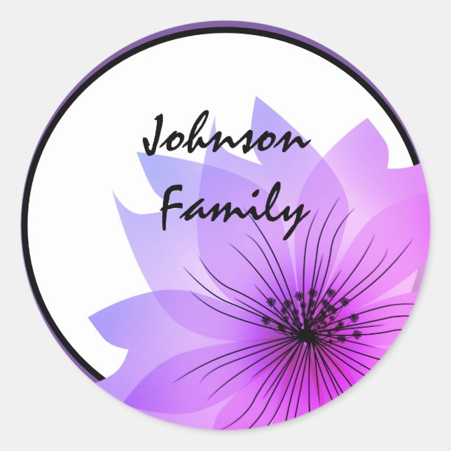 Pink elegant flower classic round sticker (Front)