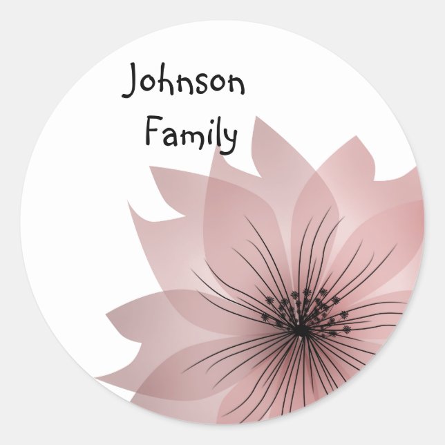 Pink elegant flower classic round sticker (Front)