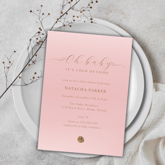 Pink Elegant Girl Winter Baby Shower Invitation (Pink Elegant Girl Winter Baby Shower Invitation)