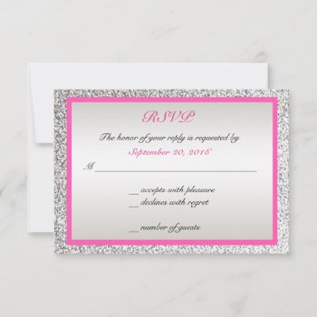 Pink - Elegant Glitter Wedding Rsvp by CleanGreenDesigns at Zazzle