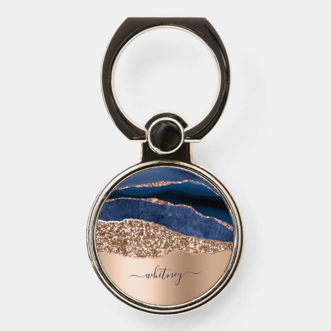 Pink Elegant Gold Sparkle Modern Glitter Girly Phone Ring Stand (Front)