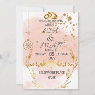 Pink Elegant Gold The Wedding Invitation