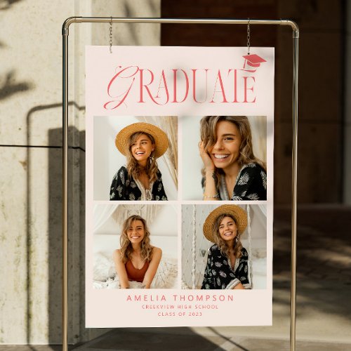 Pink Elegant Graduate Grad Party Photo Collage Foam Board