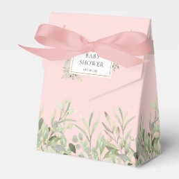 Pink Elegant Greenery Foliage Baby Shower Favor Boxes