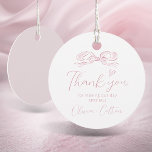 Pink Elegant Hand Drawn Bow Thank You Wedding Favor Tags<br><div class="desc">Elegant thank you wedding favor tags feature hand drawn ribbon bow with modern handwritten script fonts in soft blush pink. sweet and simple. Great for modern romantic wedding,  unique fun whimsical wedding,  elegant casual wedding.  
See all the matching pieces in collection.</div>