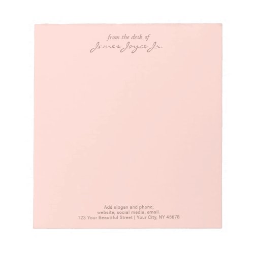 Pink Elegant Handwritten Stylish From The Desk Of Notepad