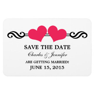 Pink Elegant Hearts Save the Date Magnet